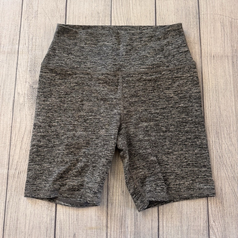 Quince High Rise Seamless Biker Shorts Gray Marled Women's Medium Stretch Active